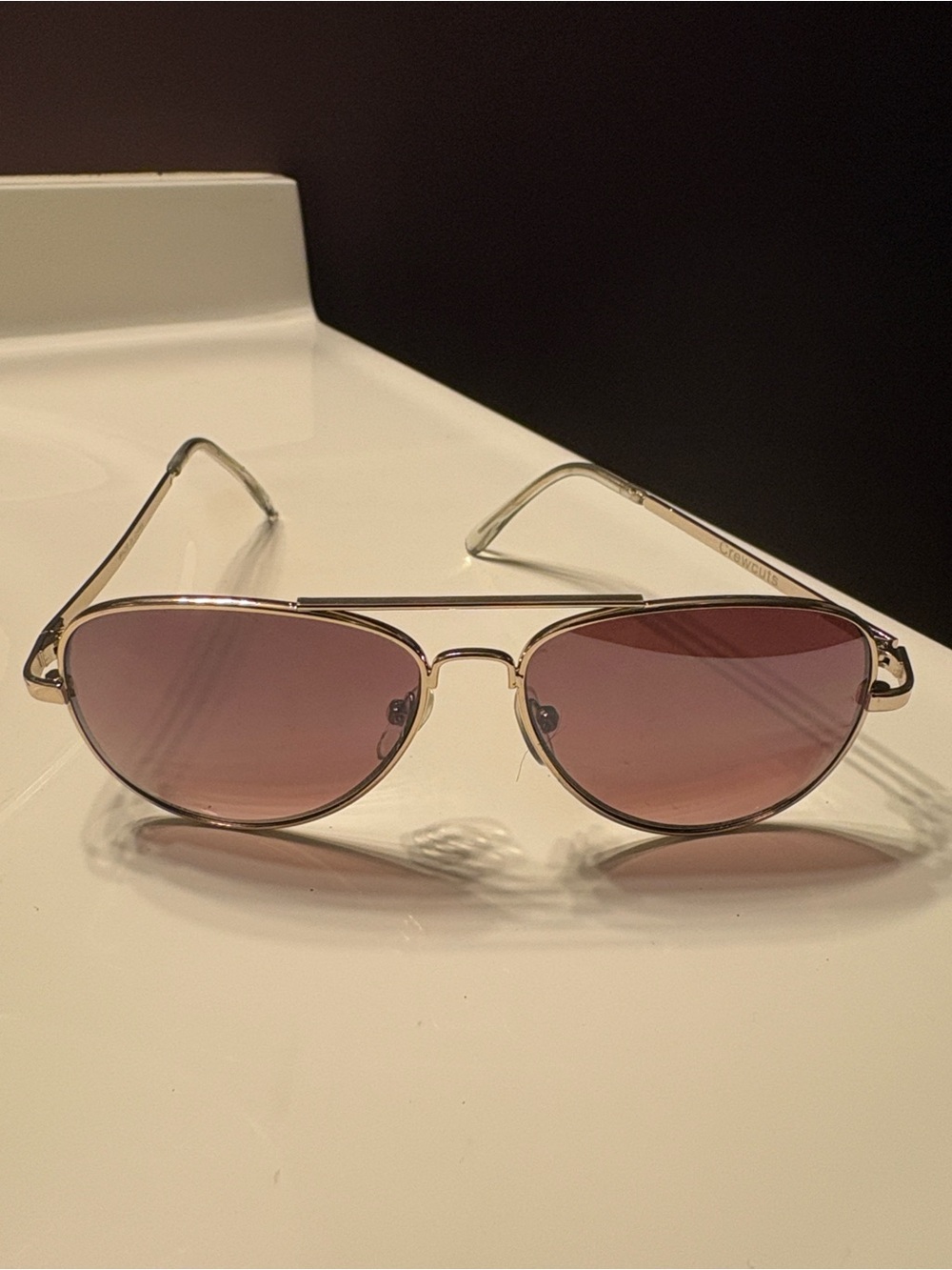 Gold Frame Pink Lens Aviator Sunglasses - Women